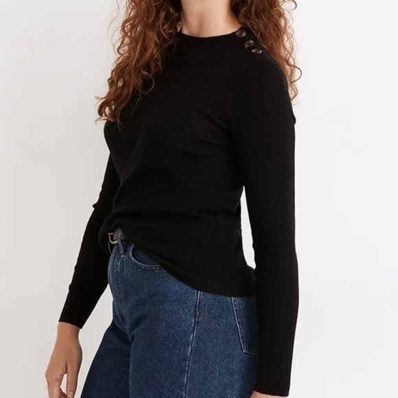 Madewell Hollyridge Ribbed Button Shoulder Sweater NB386 - Picture 1 of 9